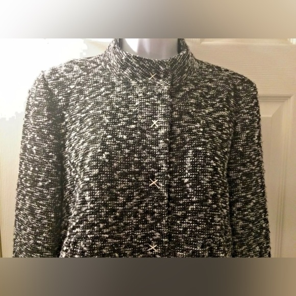 WALTER BAKER Tweed Jacket Coat Black Gary Wool Blends Marled Knit Snap Closure - Picture 6 of 12
